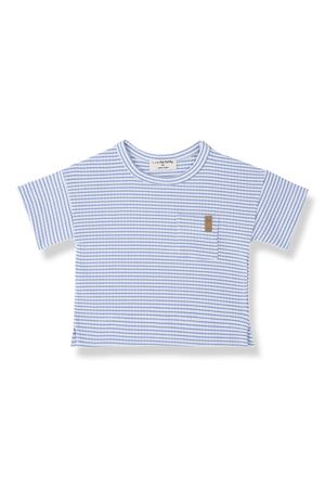 T-shirt in cotone bianco e blu 1+IN THE FAMILY KIDS | ALTAFULLAULTRAMARINE